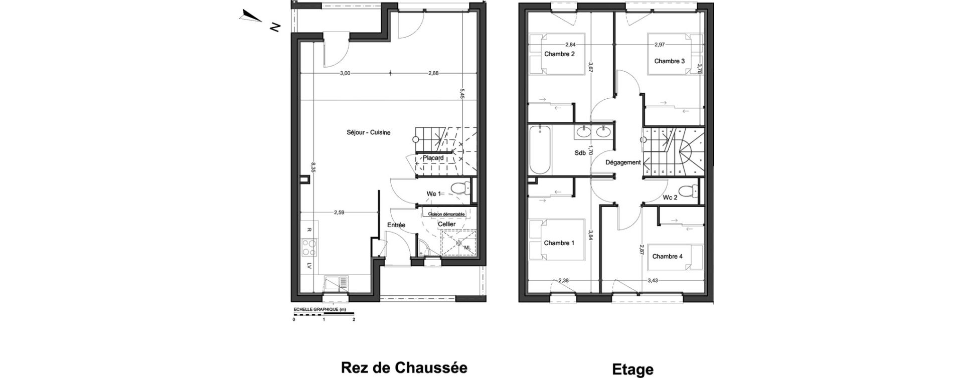 Appartement T5 de 93,45 m2 &agrave; Saint-Jory Centre
