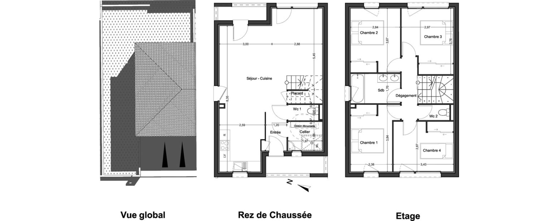 Appartement T5 de 93,45 m2 &agrave; Saint-Jory Centre