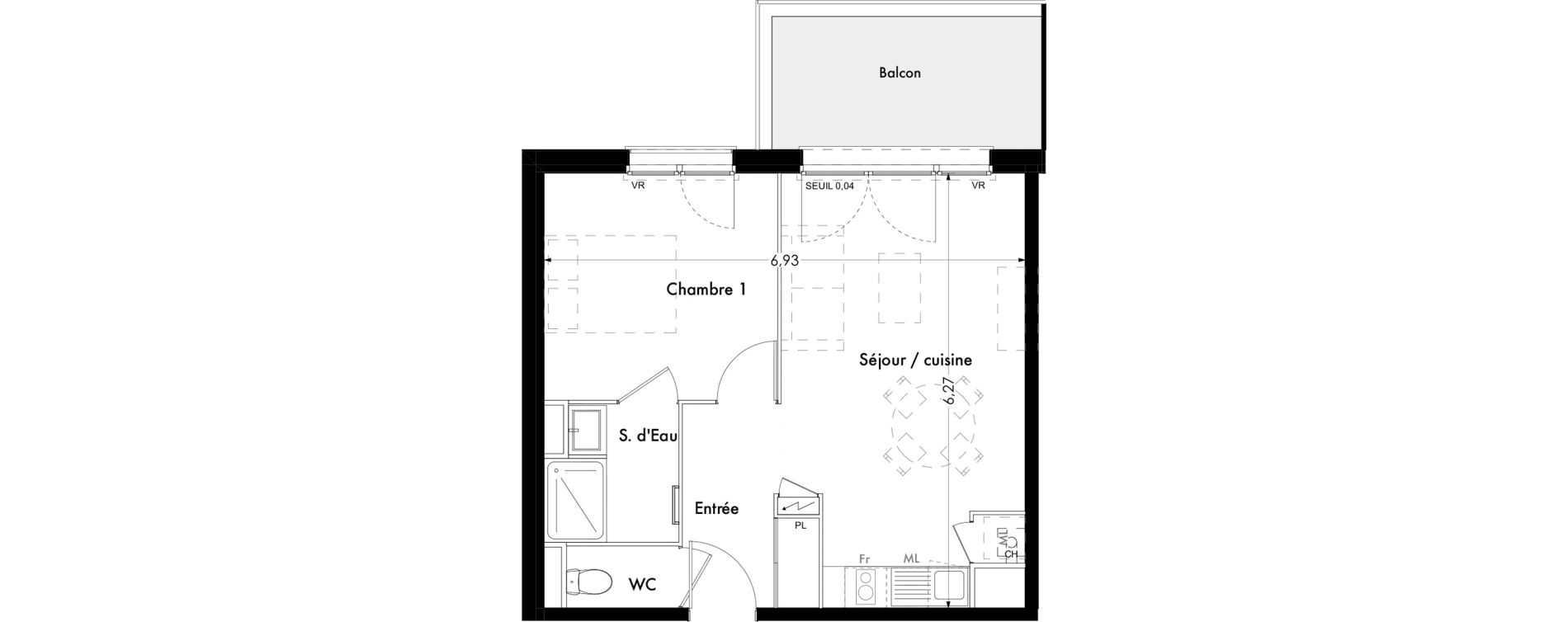 Appartement T2 de 41,42 m2 &agrave; Saint-Jory Centre