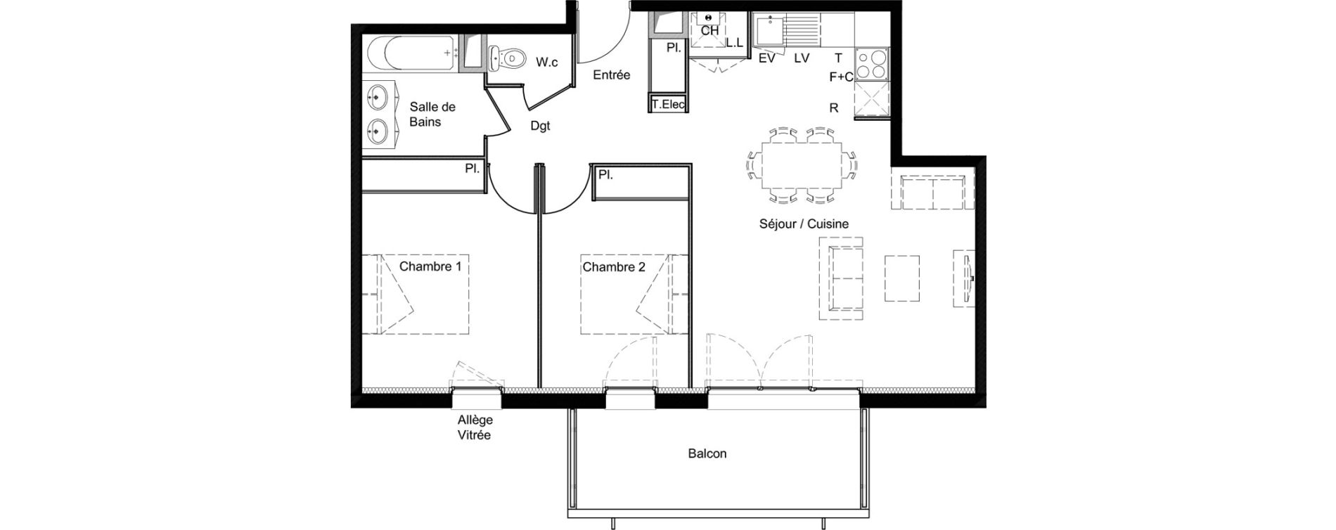 Appartement T3 de 64,29 m2 &agrave; Saint-Jory Centre