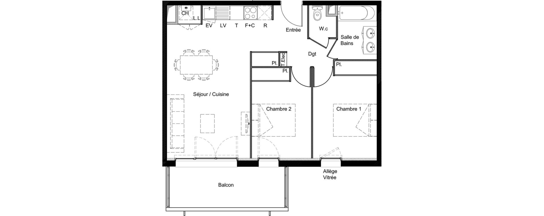 Appartement T3 de 58,77 m2 &agrave; Saint-Jory Centre