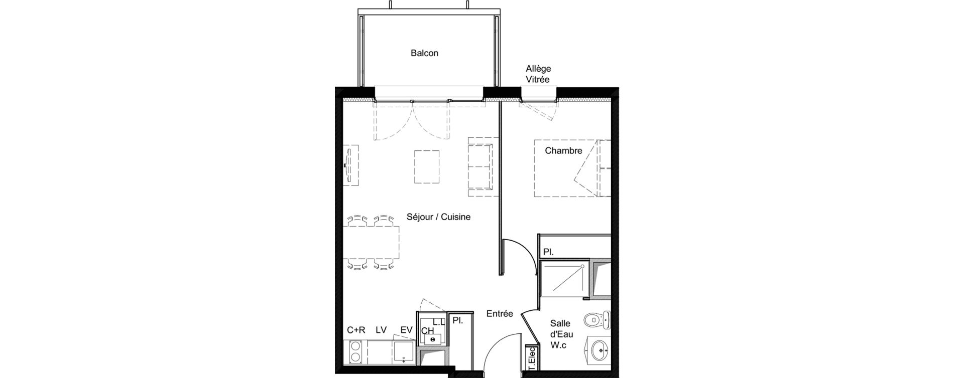 Appartement T2 de 41,88 m2 &agrave; Saint-Jory Centre