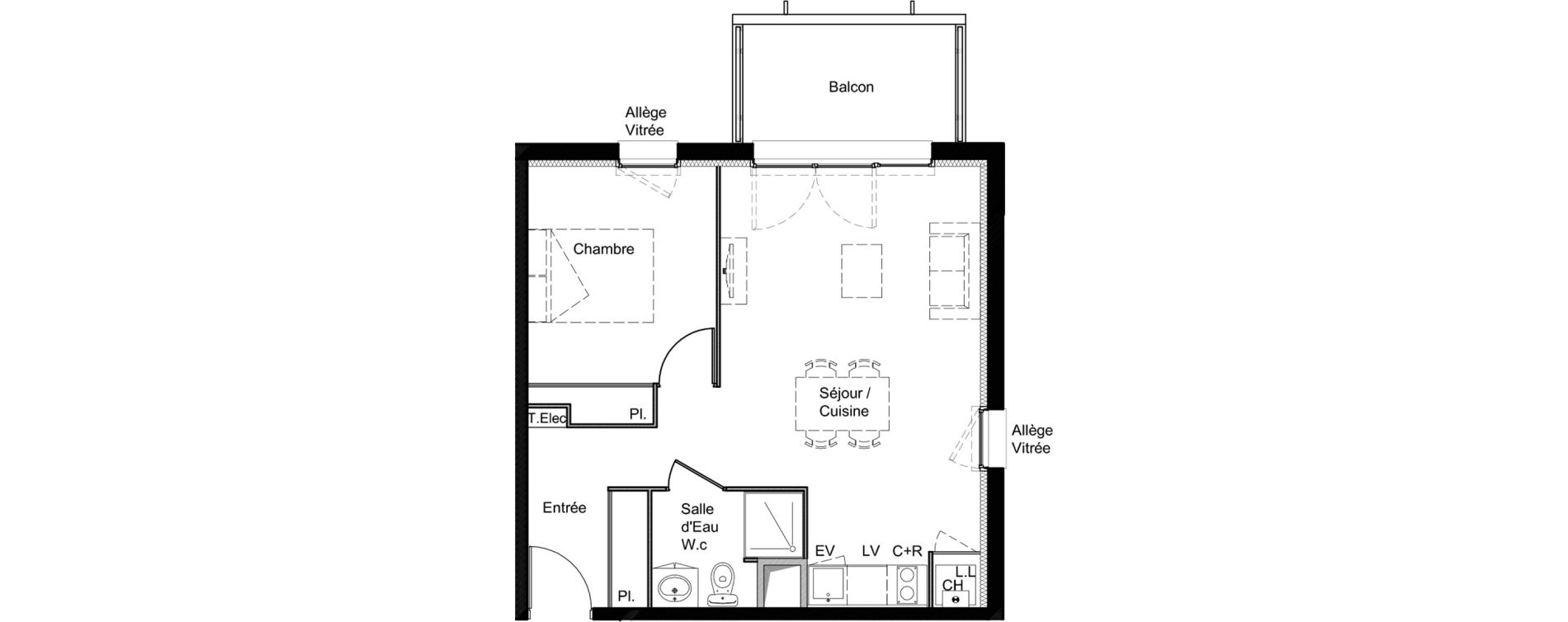 Appartement T2 de 43,78 m2 &agrave; Saint-Jory Centre