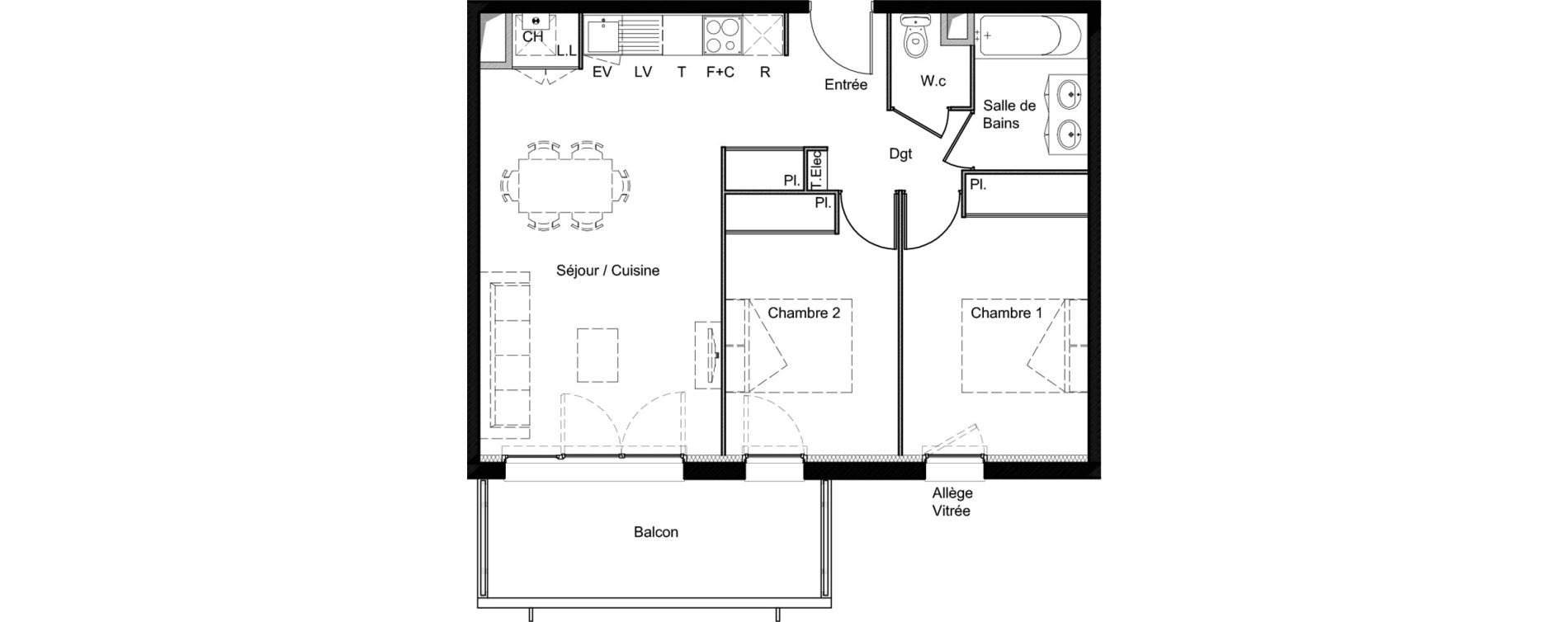 Appartement T3 de 58,77 m2 &agrave; Saint-Jory Centre