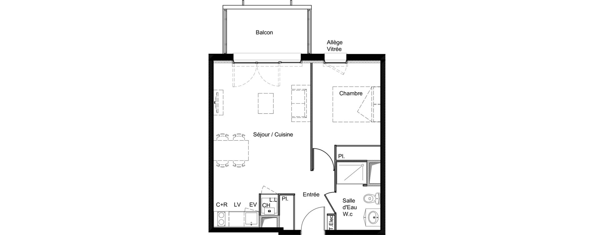 Appartement T2 de 41,92 m2 &agrave; Saint-Jory Centre