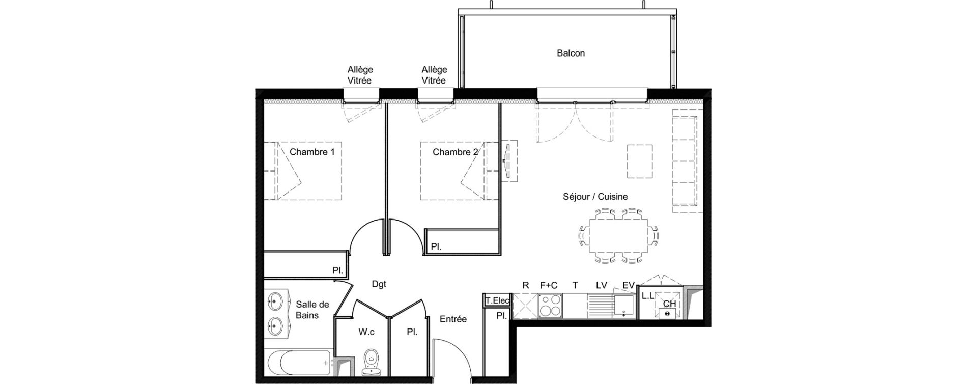 Appartement T3 de 62,47 m2 &agrave; Saint-Jory Centre