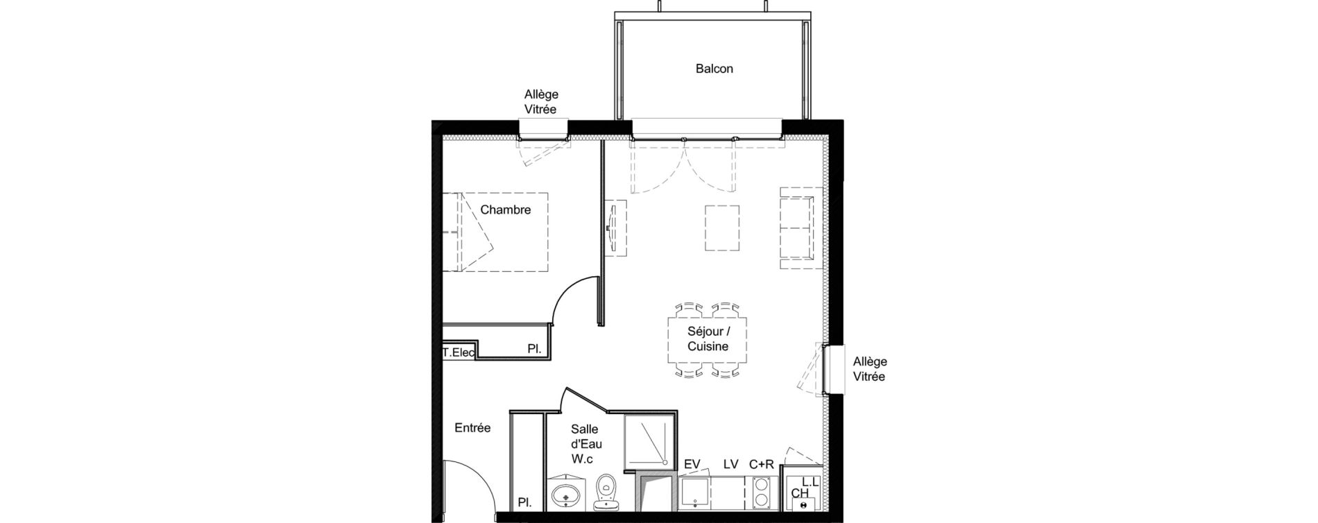 Appartement T2 de 43,78 m2 &agrave; Saint-Jory Centre