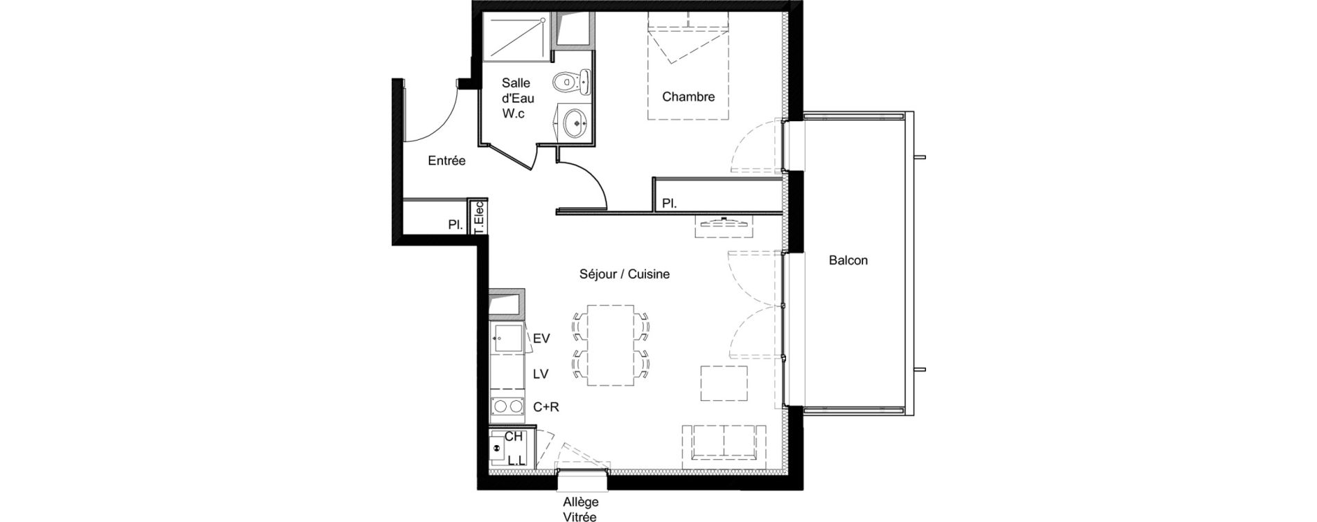 Appartement T2 de 43,35 m2 &agrave; Saint-Jory Centre