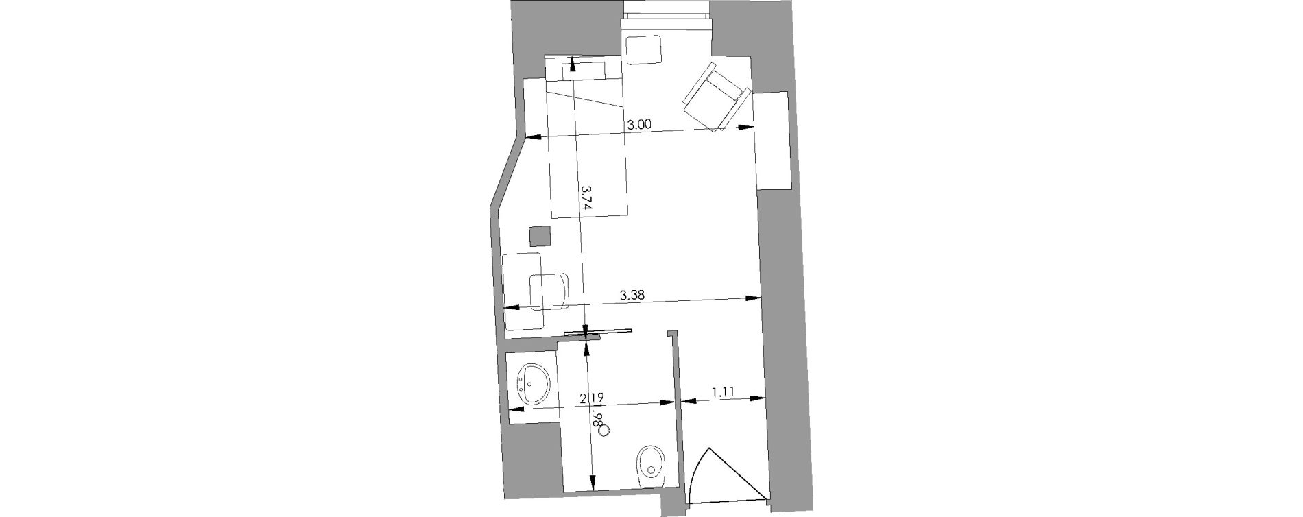 Chambre de 17,70 m2 &agrave; Saint-Martory Centre