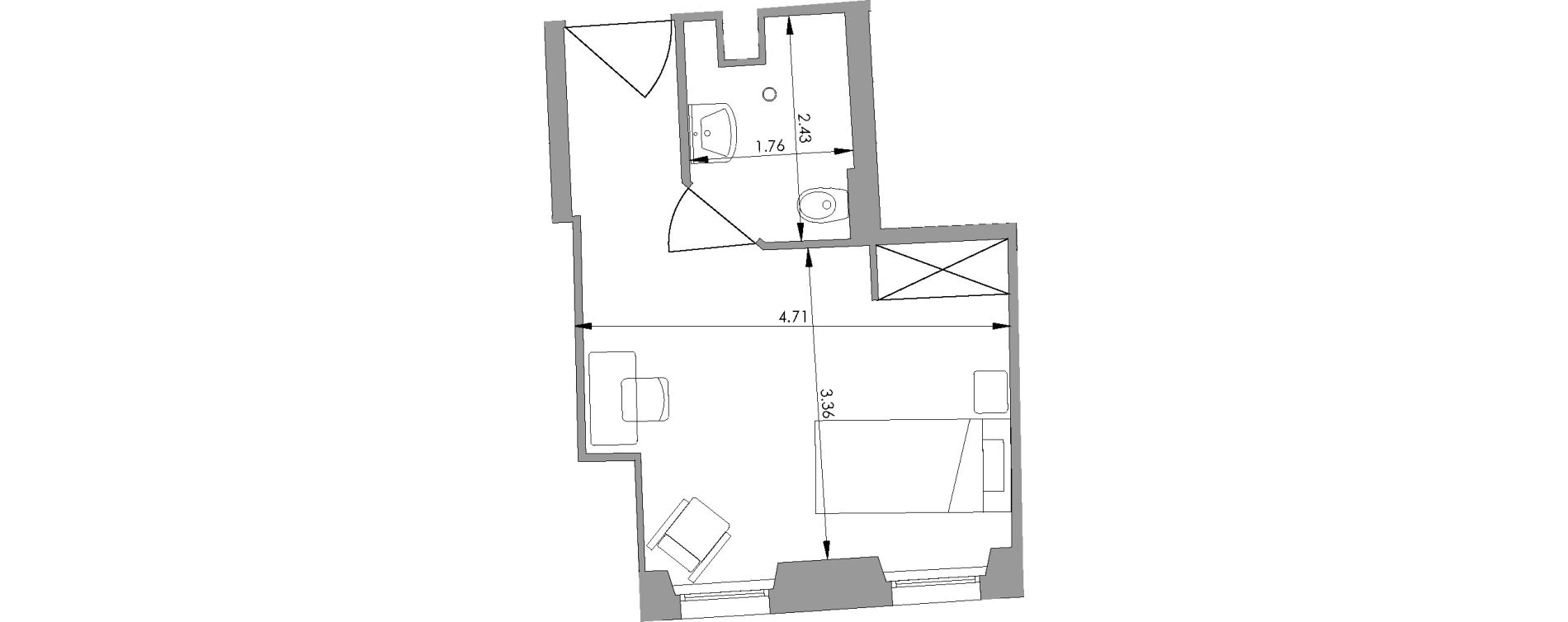 Chambre de 21,50 m2 &agrave; Saint-Martory Centre