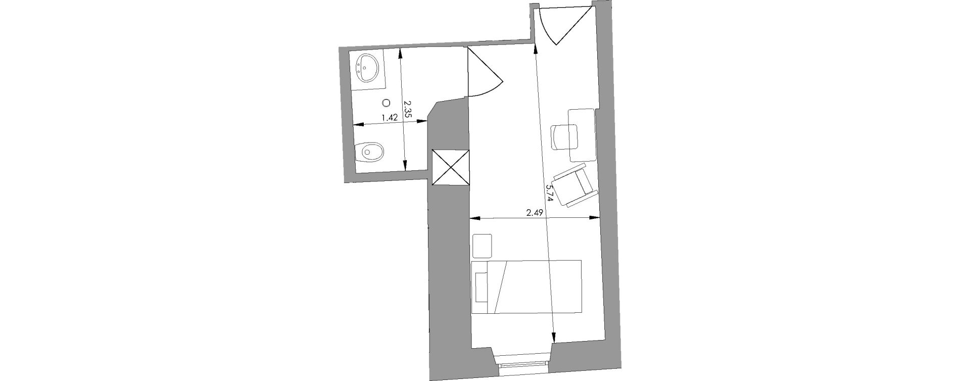 Chambre de 19,70 m2 &agrave; Saint-Martory Centre