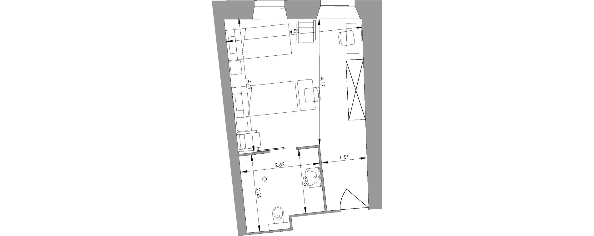 Chambre de 28,10 m2 &agrave; Saint-Martory Centre