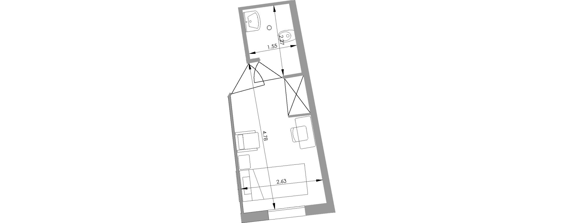 Chambre de 14,20 m2 &agrave; Saint-Martory Centre