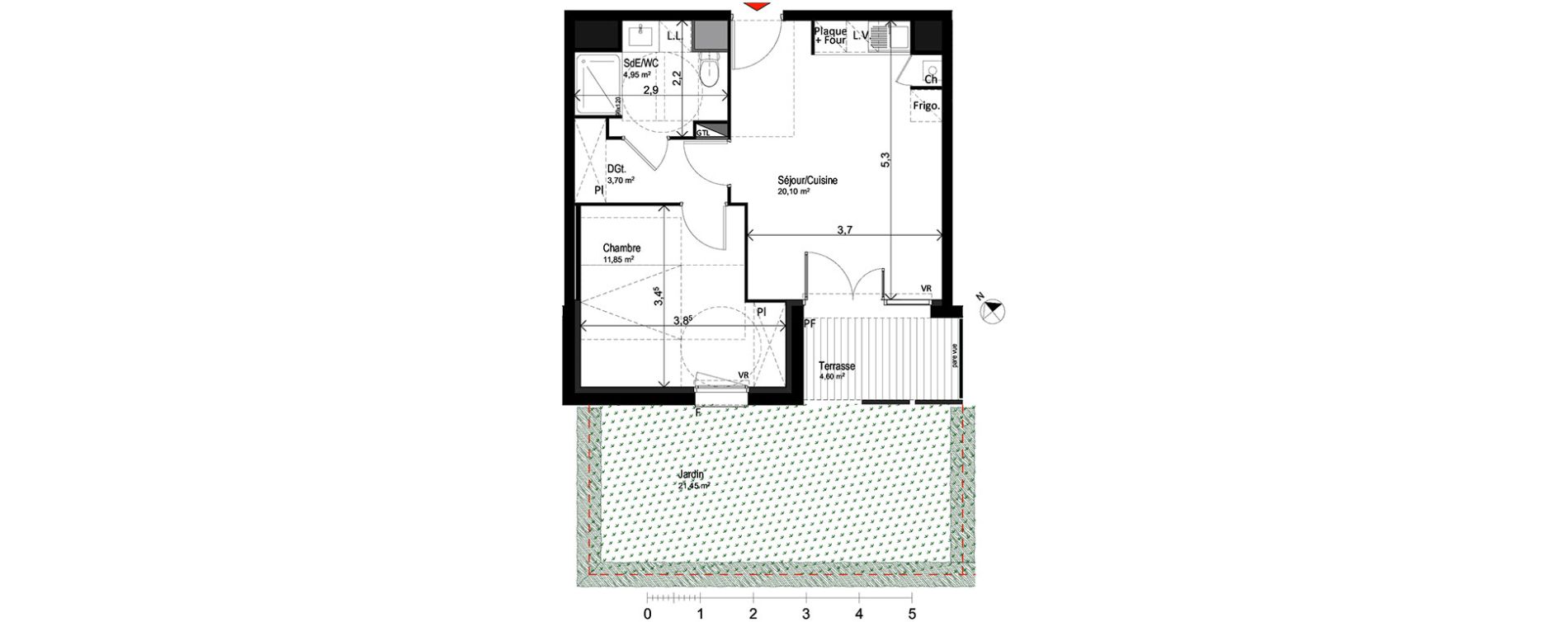 Appartement T2 de 40,60 m2 &agrave; Saint-Orens-De-Gameville Centre