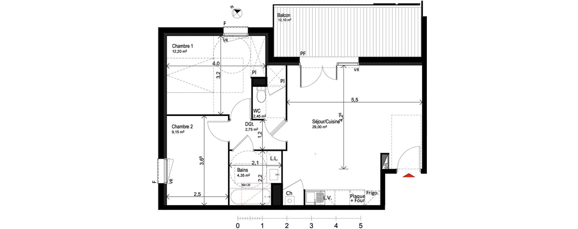 Appartement T3 de 59,90 m2 &agrave; Saint-Orens-De-Gameville Centre