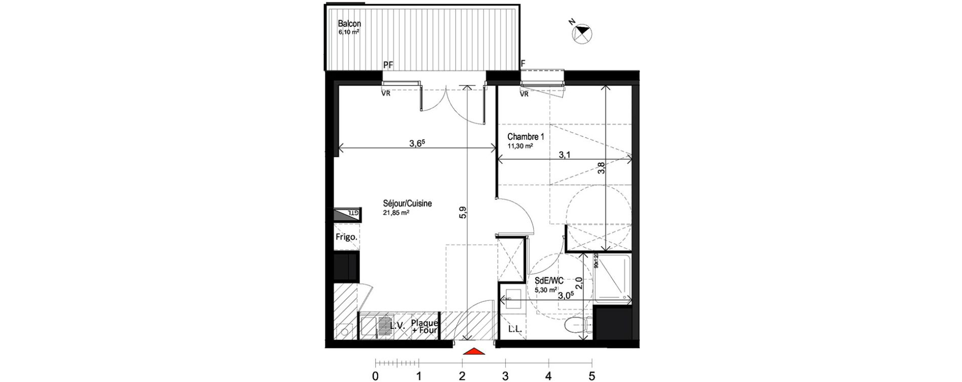 Appartement T2 de 38,10 m2 &agrave; Saint-Orens-De-Gameville Centre