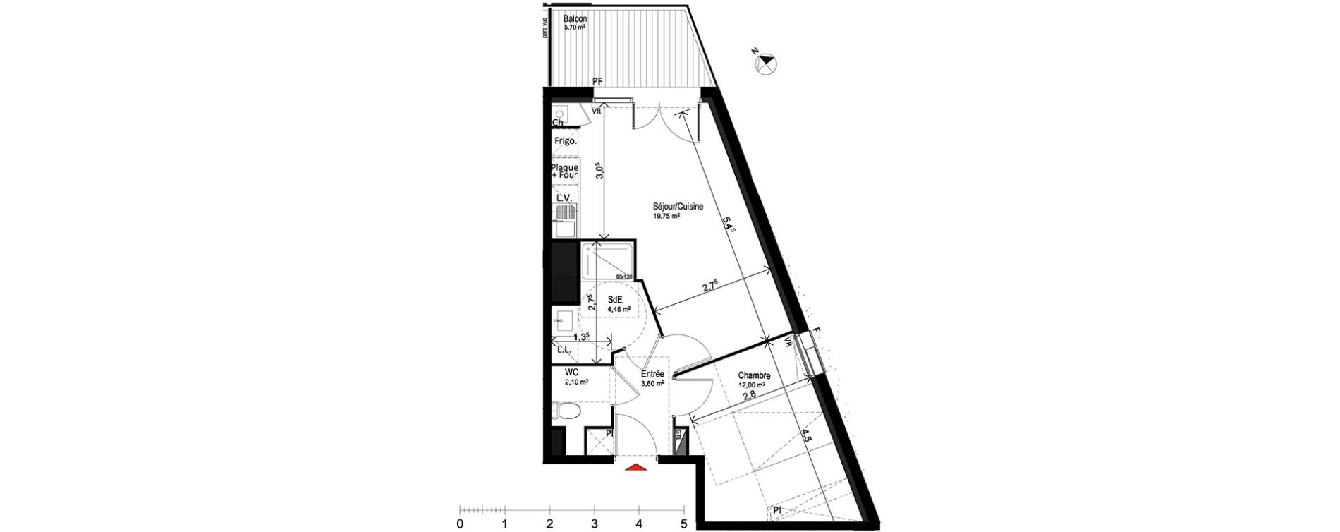 Appartement T2 de 41,90 m2 &agrave; Saint-Orens-De-Gameville Centre