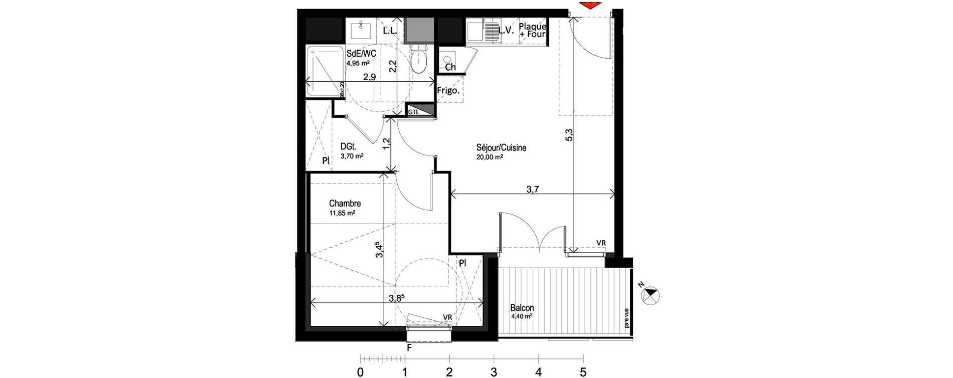 Appartement T2 de 40,50 m2 &agrave; Saint-Orens-De-Gameville Centre