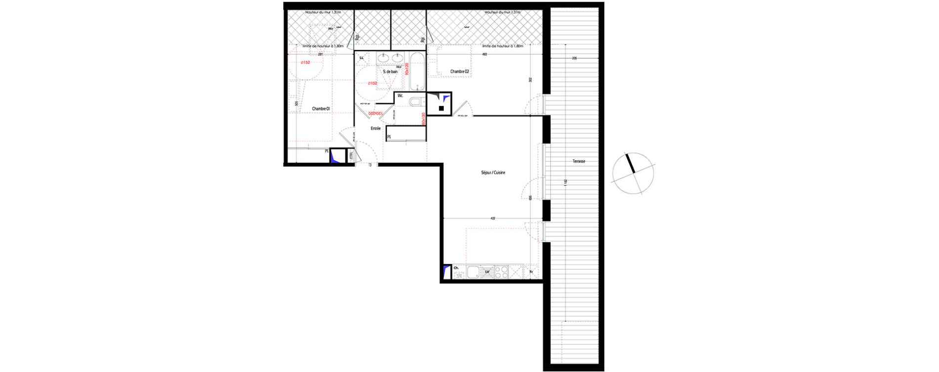 Appartement T3 de 72,64 m2 &agrave; Saint-Orens-De-Gameville Centre