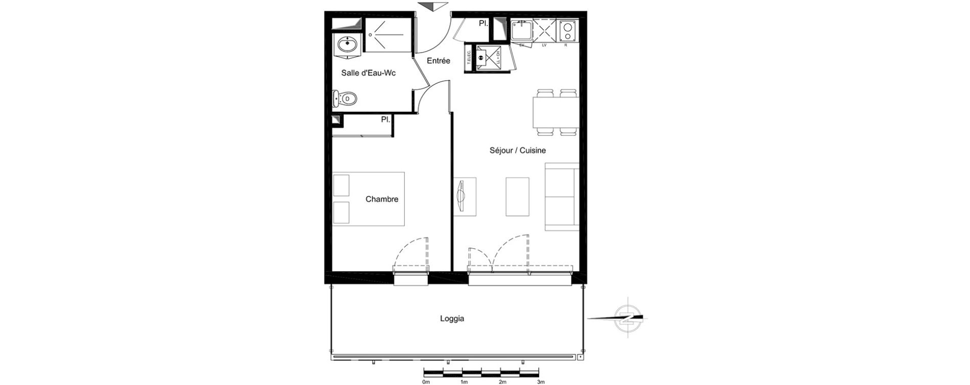 Appartement T2 de 41,29 m2 &agrave; Saint-Orens-De-Gameville Centre
