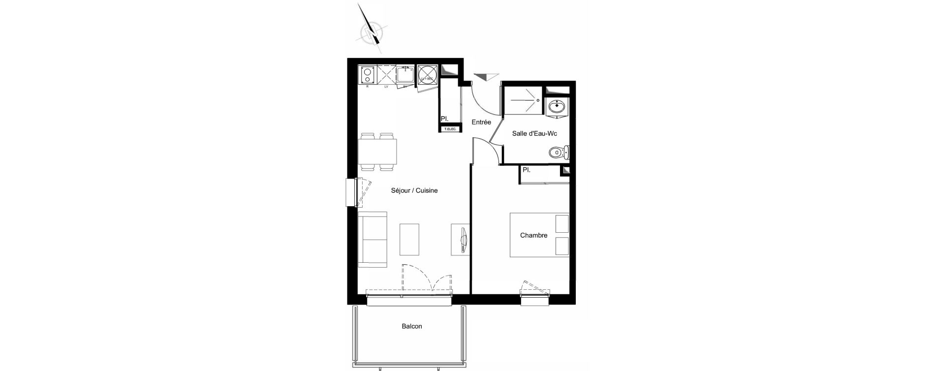 Appartement T2 de 45,38 m2 &agrave; Saint-Orens-De-Gameville Centre