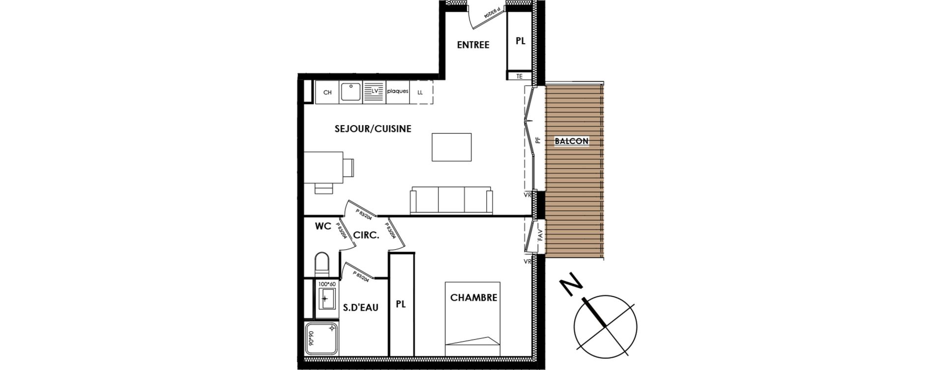 Appartement T2 de 43,57 m2 &agrave; Saint-Orens-De-Gameville Catala - cayras