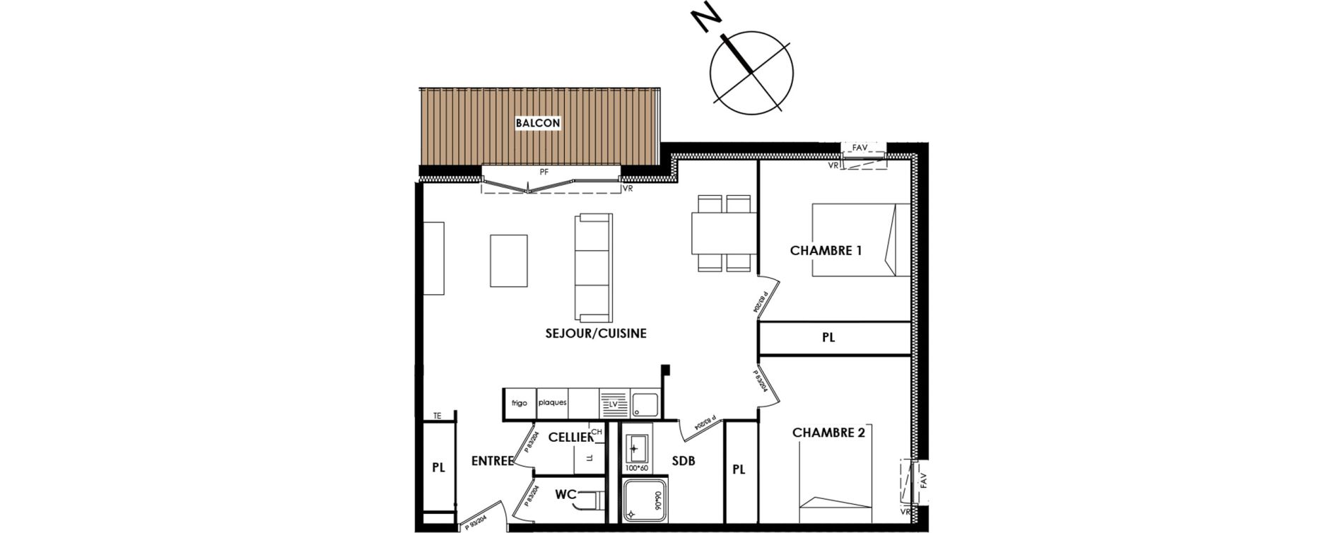 Appartement T3 de 59,87 m2 &agrave; Saint-Orens-De-Gameville Catala - cayras