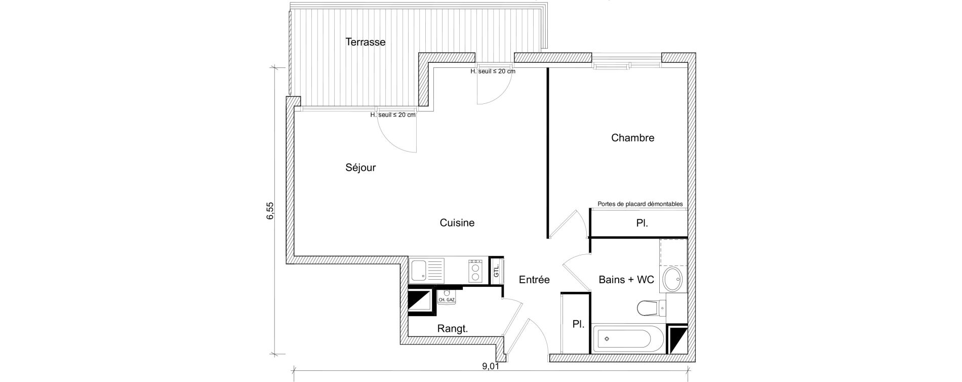 Appartement T2 de 47,15 m2 &agrave; Saint-Orens-De-Gameville Fondargent - corail