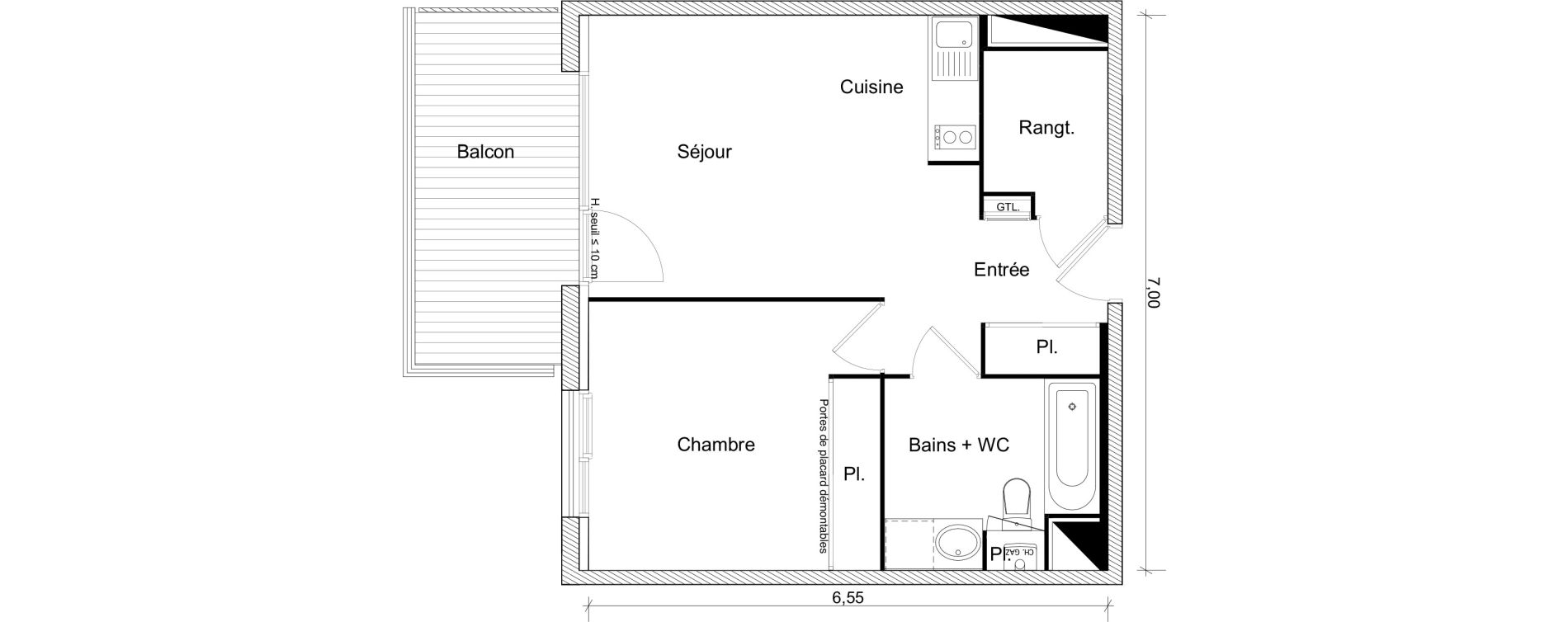 Appartement T2 de 43,09 m2 &agrave; Saint-Orens-De-Gameville Fondargent - corail