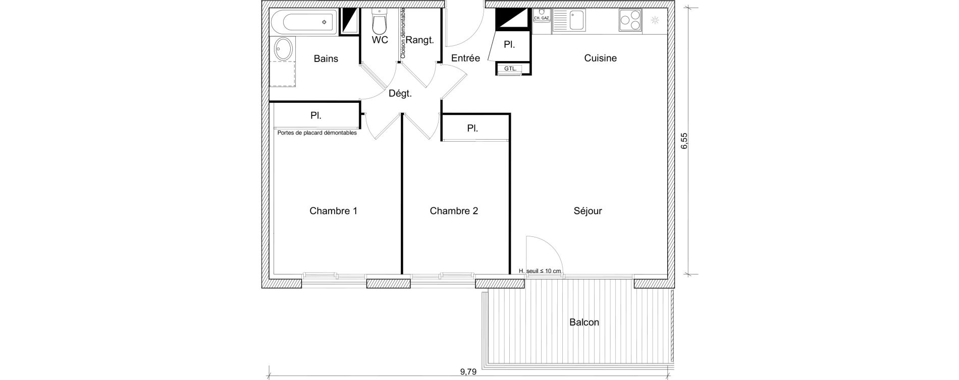 Appartement T3 de 61,02 m2 &agrave; Saint-Orens-De-Gameville Fondargent - corail