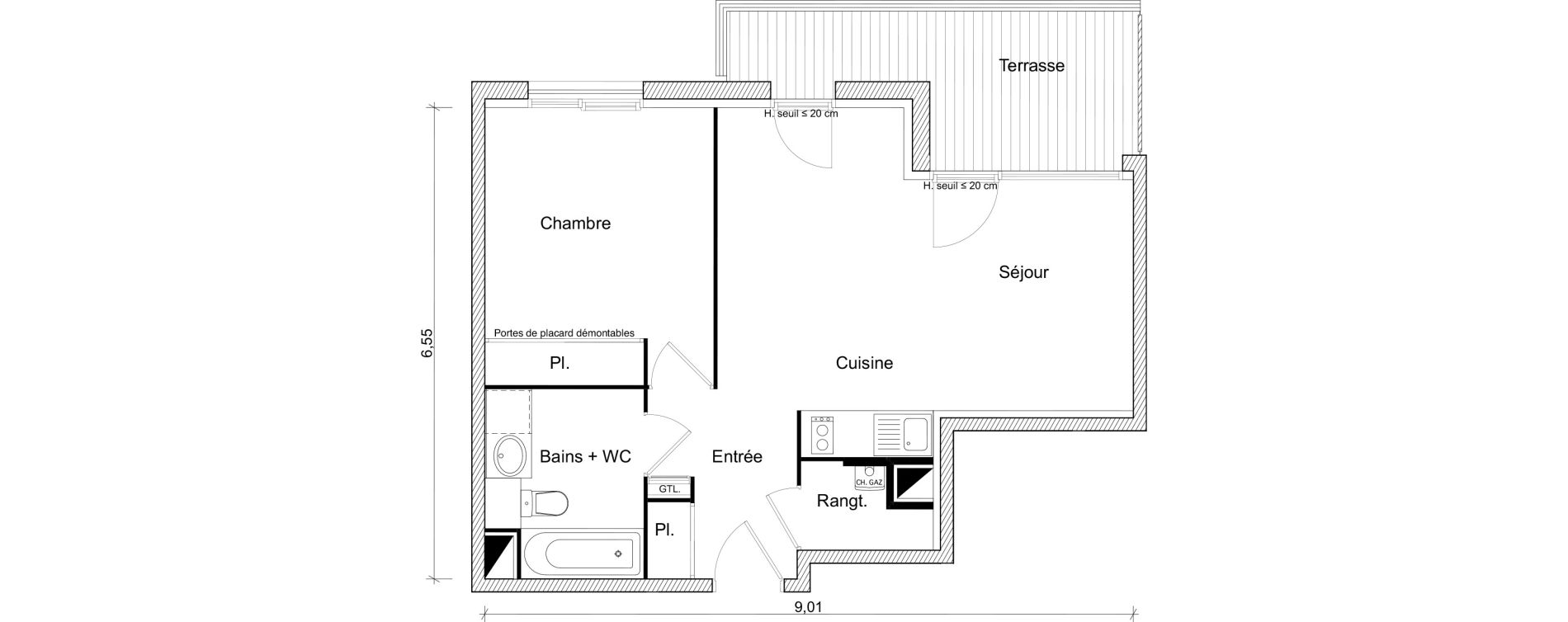 Appartement T2 de 46,63 m2 &agrave; Saint-Orens-De-Gameville Fondargent - corail