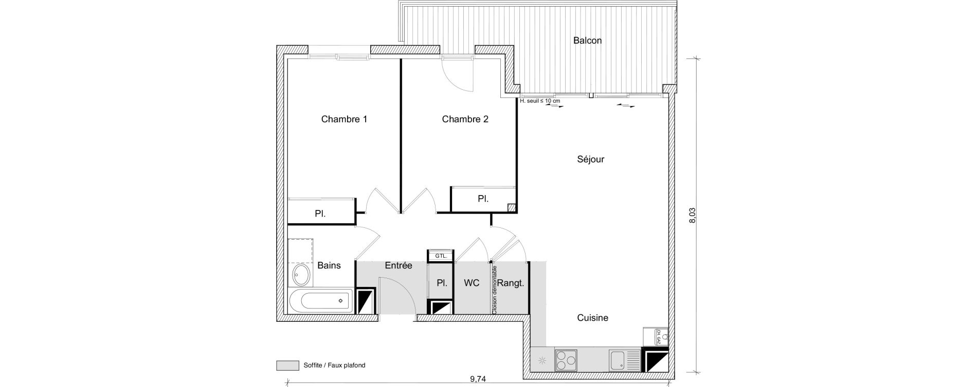 Appartement T3 de 62,13 m2 &agrave; Saint-Orens-De-Gameville Fondargent - corail