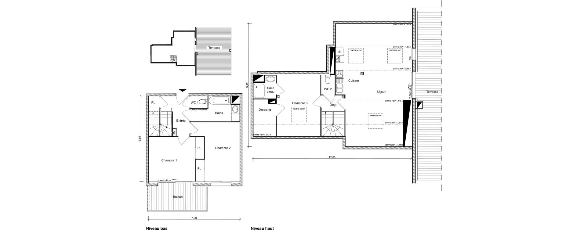 Duplex T4 de 95,13 m2 &agrave; Saint-Orens-De-Gameville Fondargent - corail