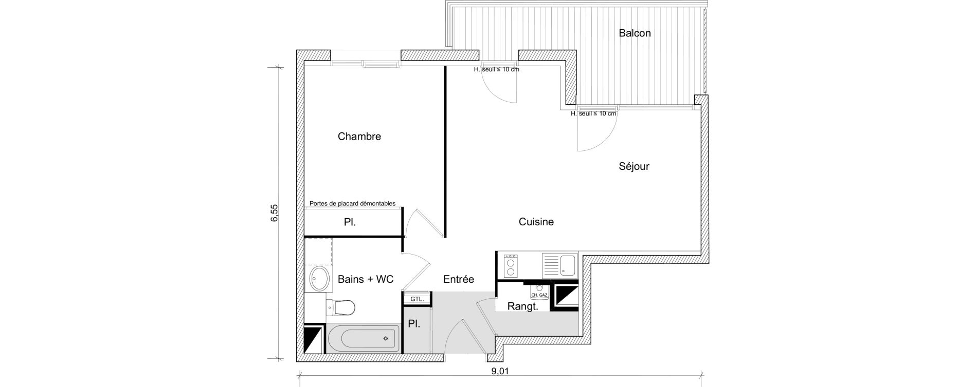 Appartement T2 de 46,63 m2 &agrave; Saint-Orens-De-Gameville Fondargent - corail