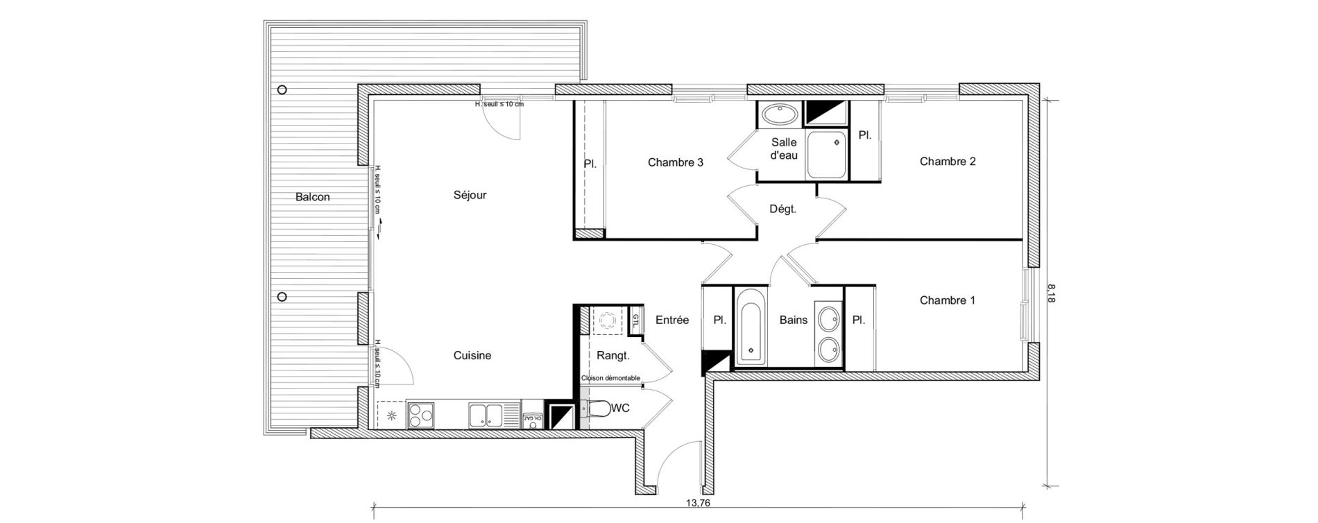 Appartement T4 de 85,10 m2 &agrave; Saint-Orens-De-Gameville Fondargent - corail
