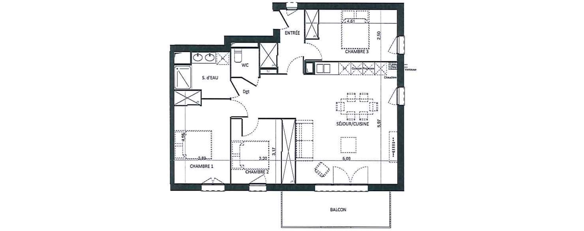 Appartement T4 de 82,51 m2 &agrave; Saint-Orens-De-Gameville Centre