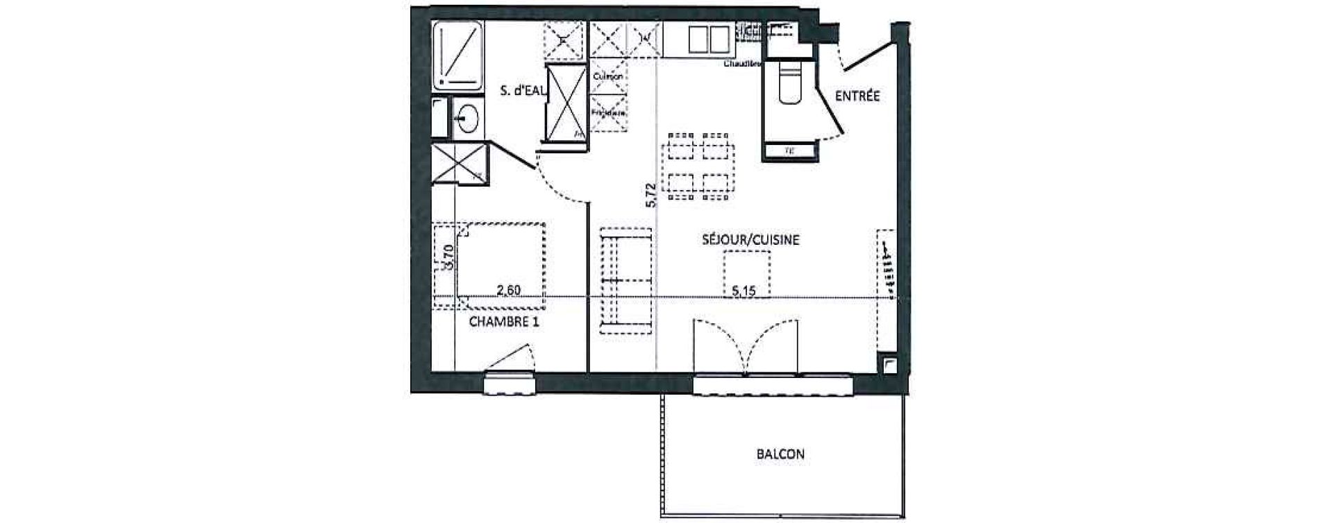 Appartement T2 de 42,12 m2 &agrave; Saint-Orens-De-Gameville Centre