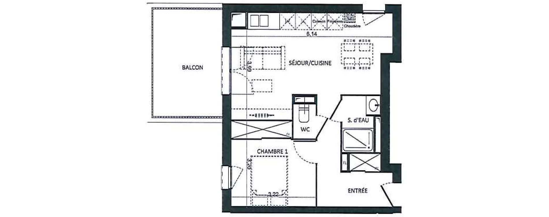 Appartement T2 de 40,34 m2 &agrave; Saint-Orens-De-Gameville Centre