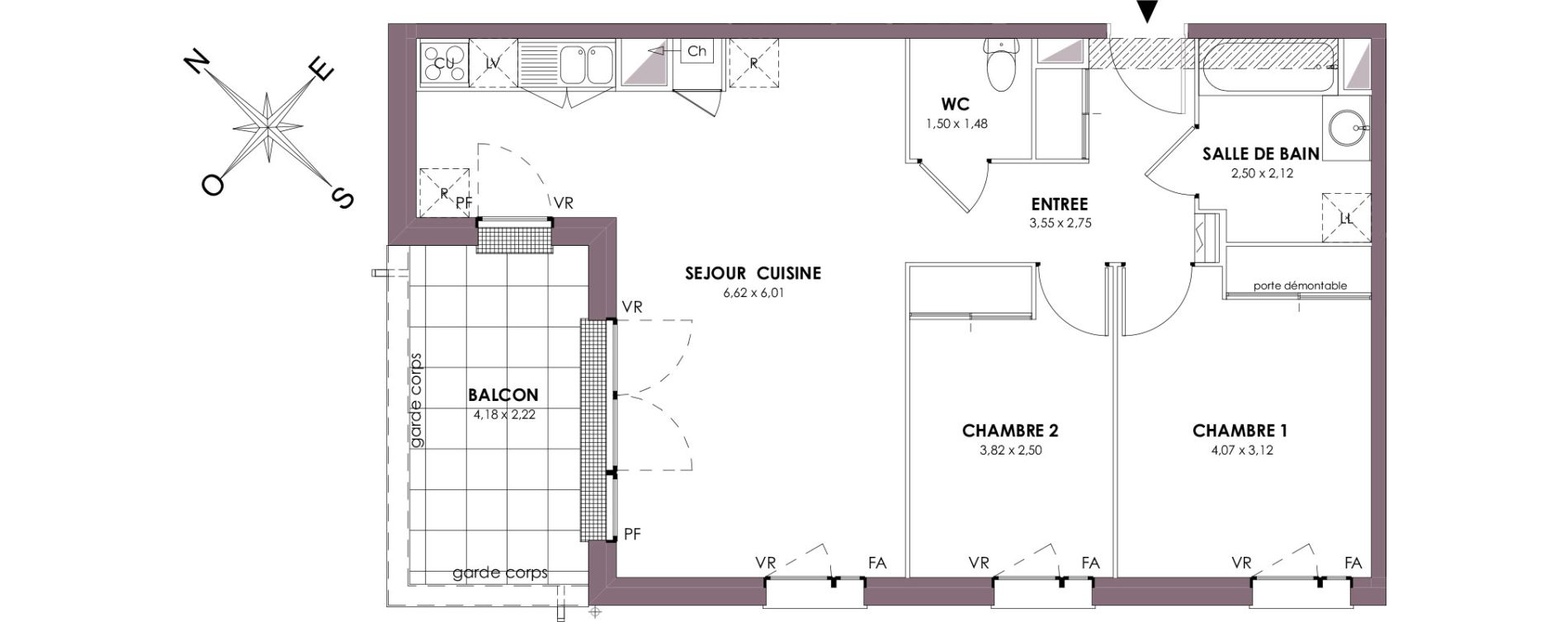 Appartement T3 de 64,48 m2 &agrave; Saint-Orens-De-Gameville Centre
