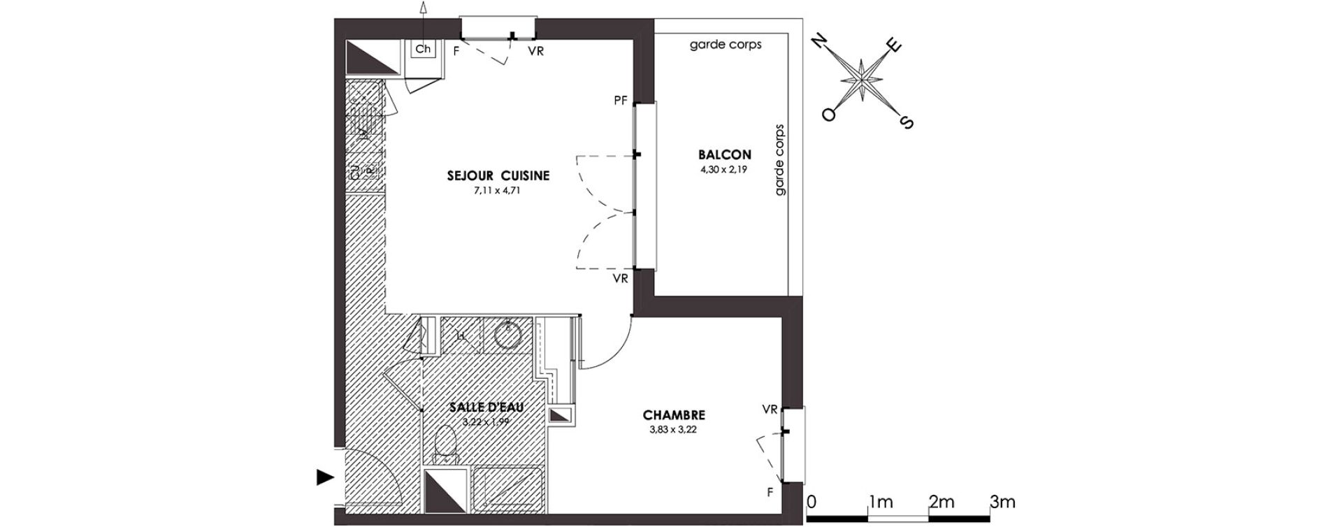 Appartement T2 de 42,19 m2 &agrave; Saint-Orens-De-Gameville Centre