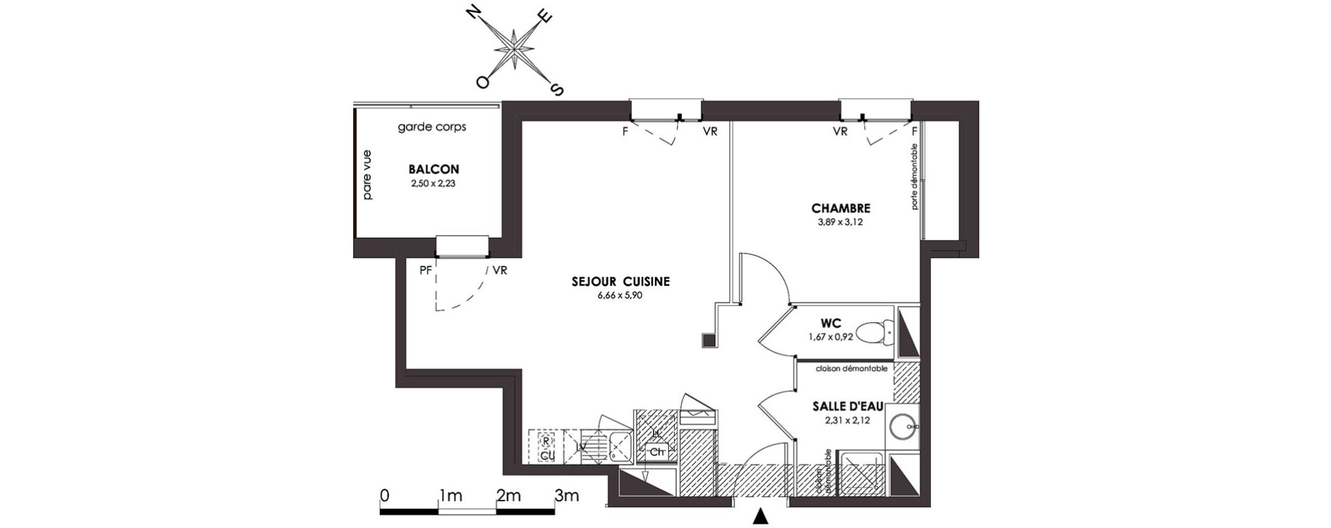 Appartement T2 de 45,86 m2 &agrave; Saint-Orens-De-Gameville Centre