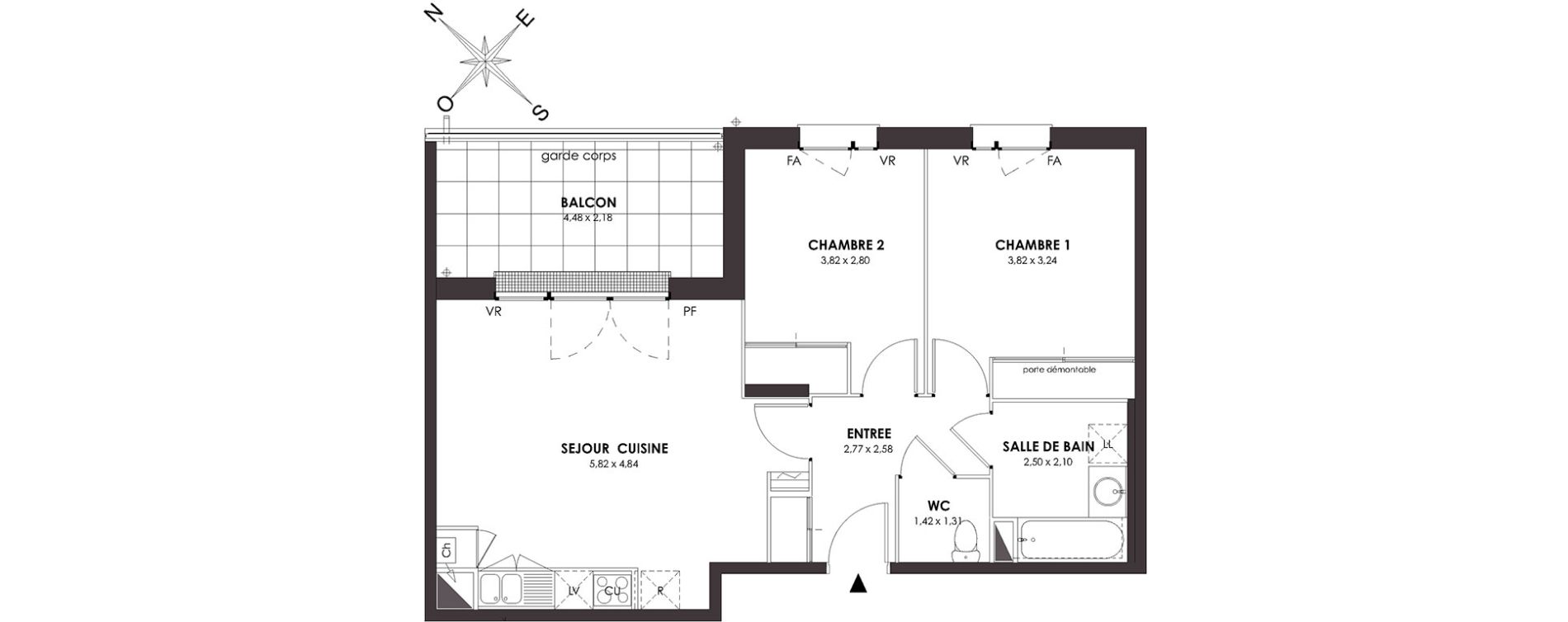 Appartement T3 de 59,72 m2 &agrave; Saint-Orens-De-Gameville Centre