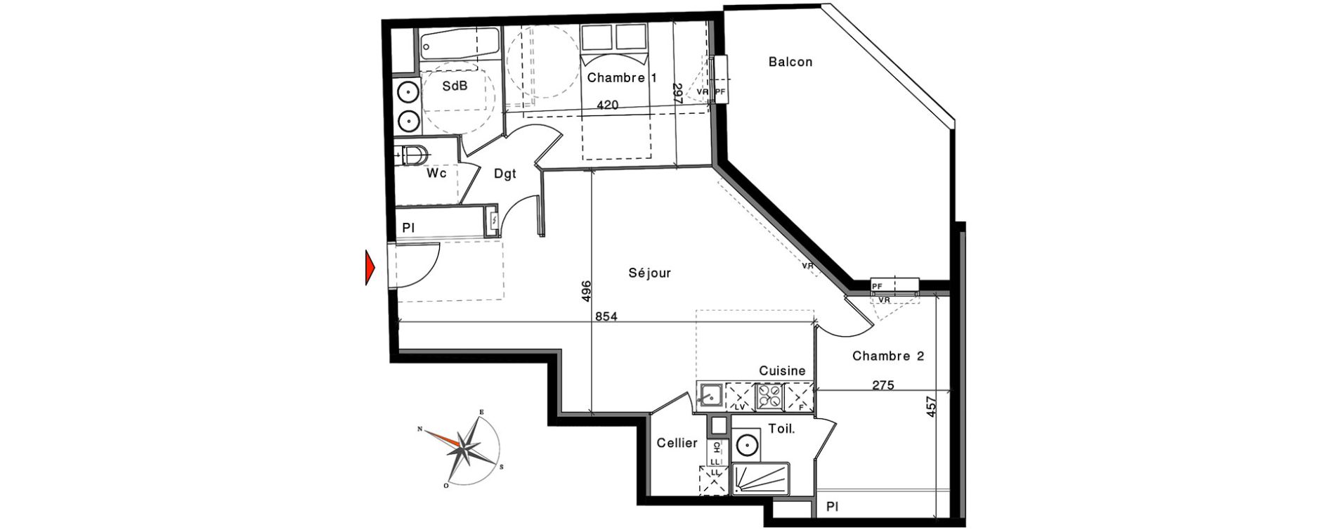 Appartement T3 de 72,40 m2 &agrave; Saint-Orens-De-Gameville Centre