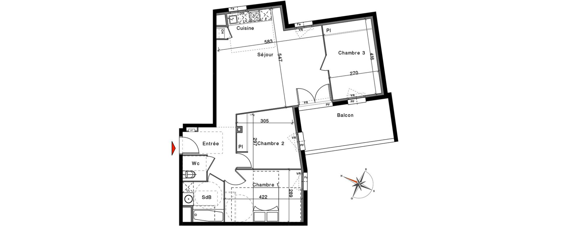 Appartement T4 de 76,90 m2 à Saint-Orens-De-Gameville Centre