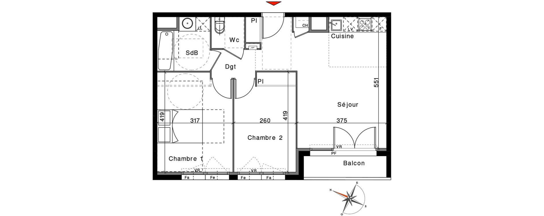Appartement T3 de 56,50 m2 &agrave; Saint-Orens-De-Gameville Centre