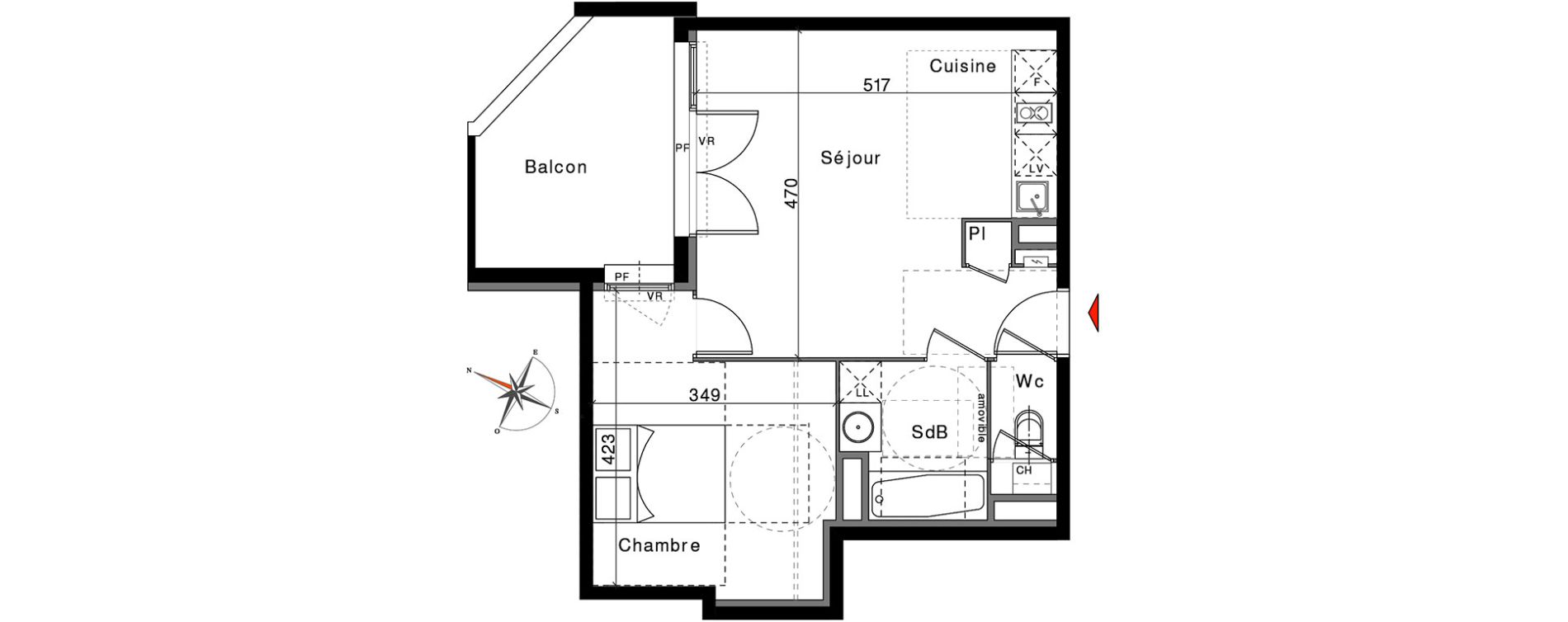 Appartement T2 de 42,60 m2 &agrave; Saint-Orens-De-Gameville Centre