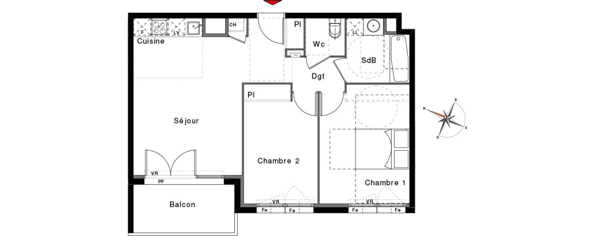 Appartement T3 de 56,80 m2 &agrave; Saint-Orens-De-Gameville Centre