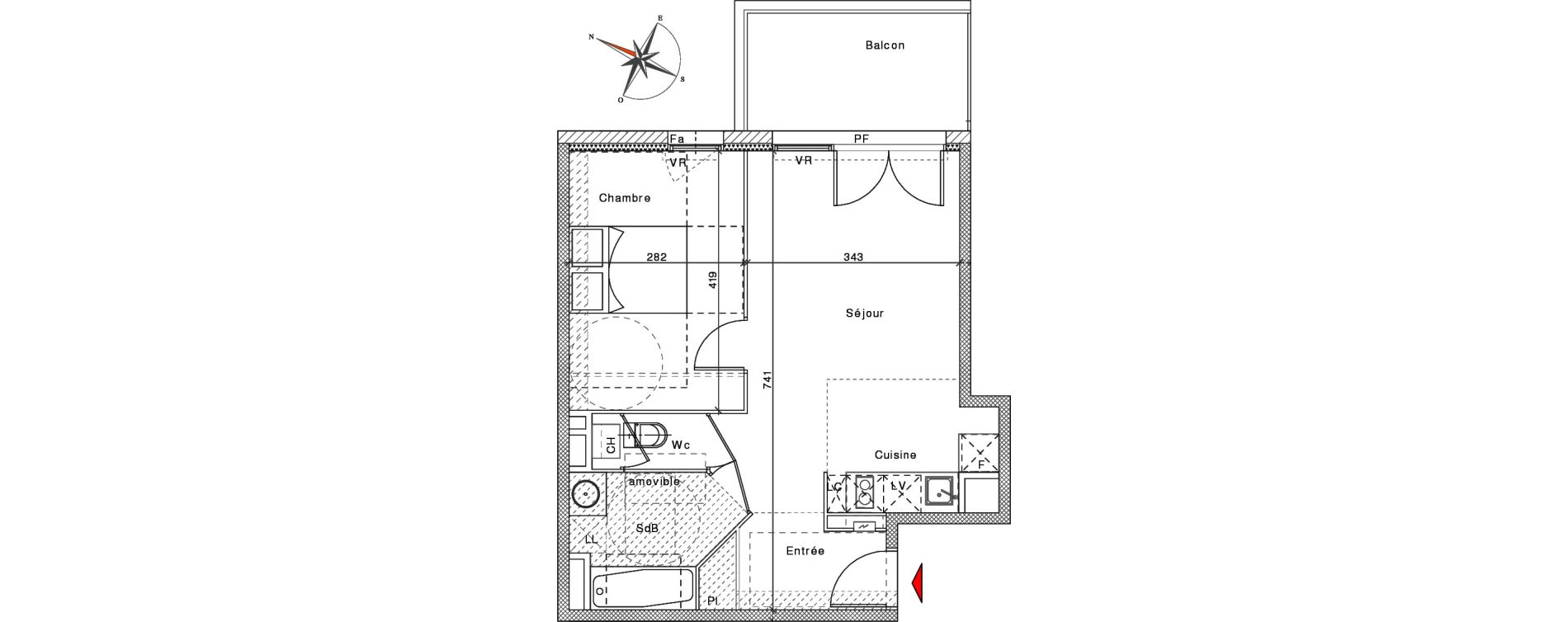 Appartement T2 de 43,70 m2 &agrave; Saint-Orens-De-Gameville Centre