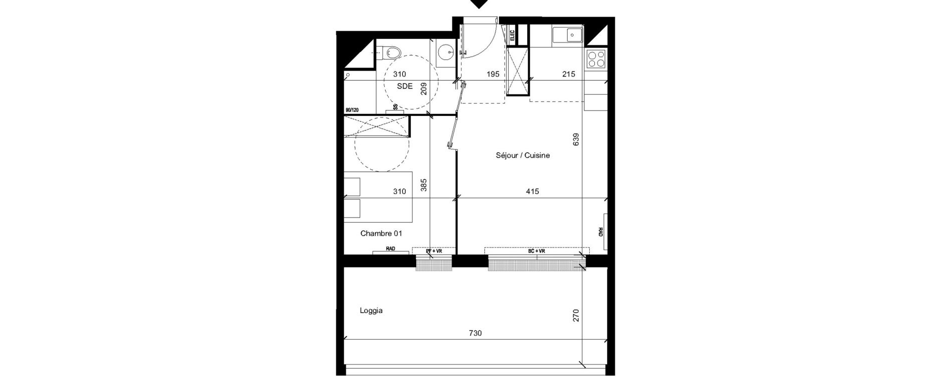 Appartement T2 de 43,10 m2 &agrave; Saint-Orens-De-Gameville Centre