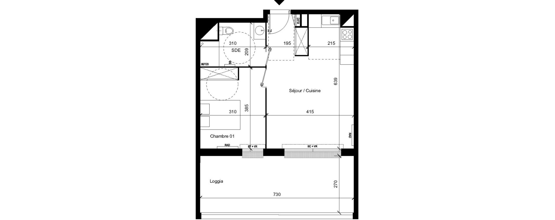 Appartement T2 de 43,10 m2 &agrave; Saint-Orens-De-Gameville Centre